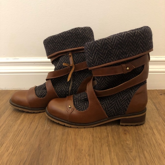 Anthropologie brown leather & wool boots, US 6.5 - Picture 5 of 7